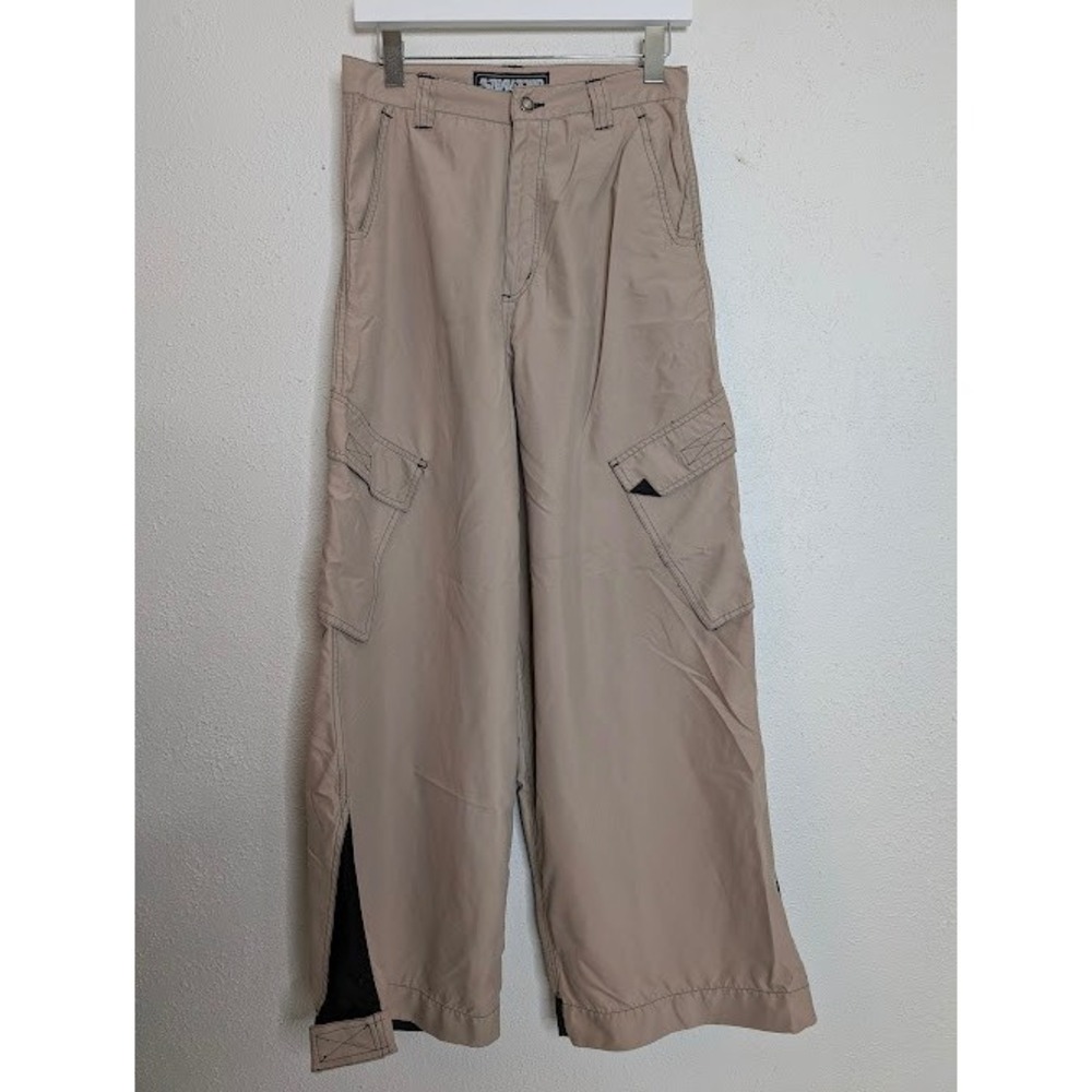 Vintage 90s 00s Breakdown Wide Leg Pants Y2K Parachute‎ Rave Baggy Khaki Size 32